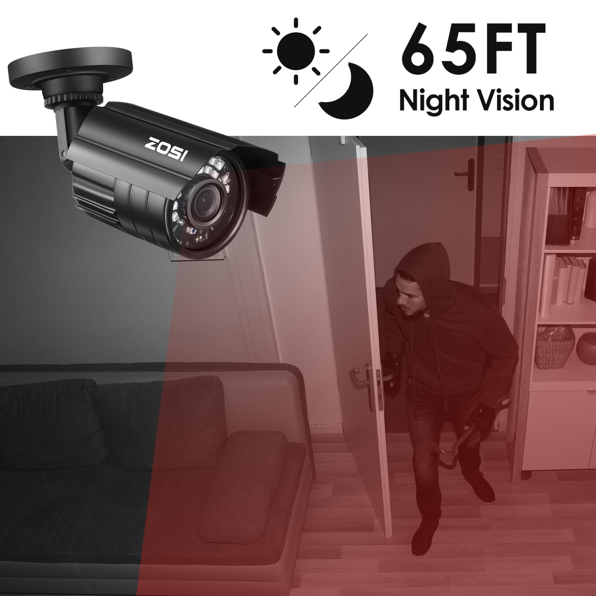 1080P HD TVI Security Camera, 4 in 1 Wired Security Camera for Home Office CCTV System Outdoor Bullet Camera with Night Vision